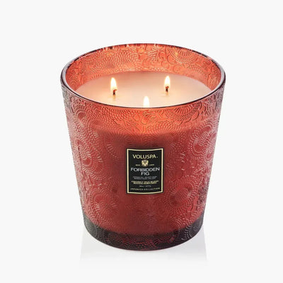 Vela Voluspa Vaso Pedestal 3 Pavios Forbidden Fig 80 Horas