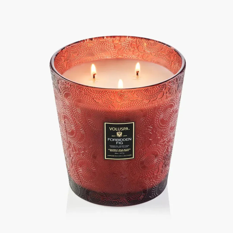 Vela Voluspa Vaso Pedestal 3 Pavios Forbidden Fig 80 Horas