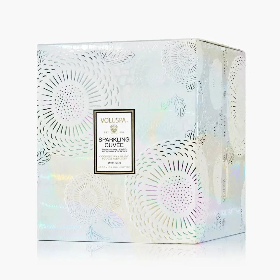 Vela Voluspa Vaso Pedestal 3 Pavios Sparkling Cuvee 80 Horas