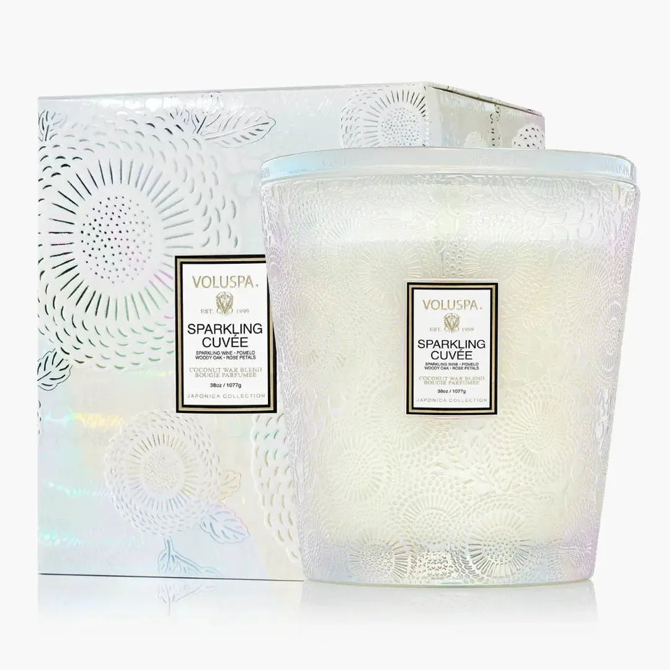 Vela Voluspa Vaso Pedestal 3 Pavios Sparkling Cuvee 80 Horas