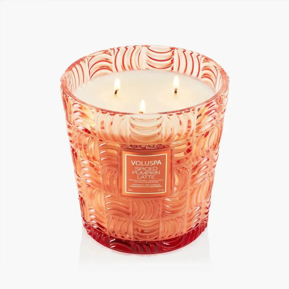 Vela Voluspa Vaso Pedestal 3 Pavios Spiced Pumpkin Latte 80 Horas