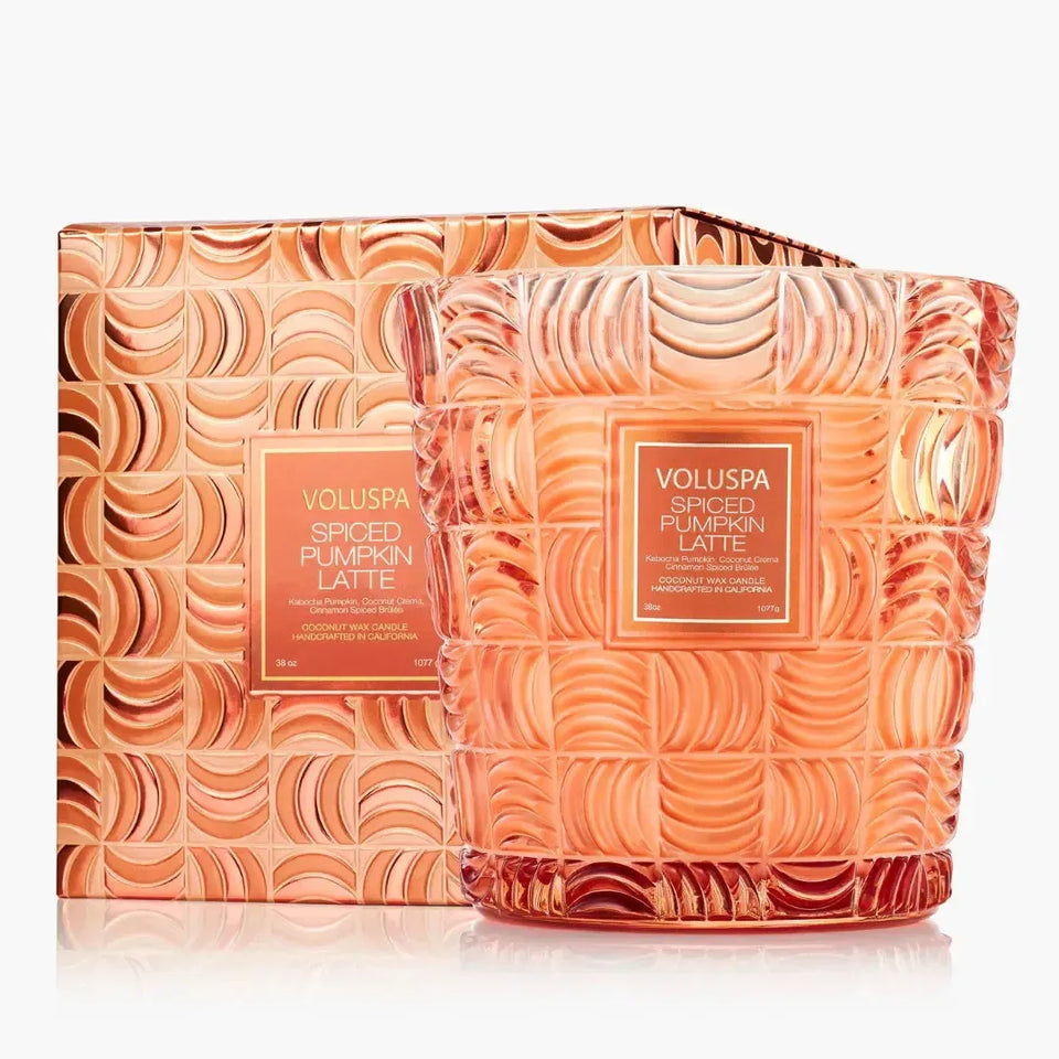 Vela Voluspa Vaso Pedestal 3 Pavios Spiced Pumpkin Latte 80 Horas
