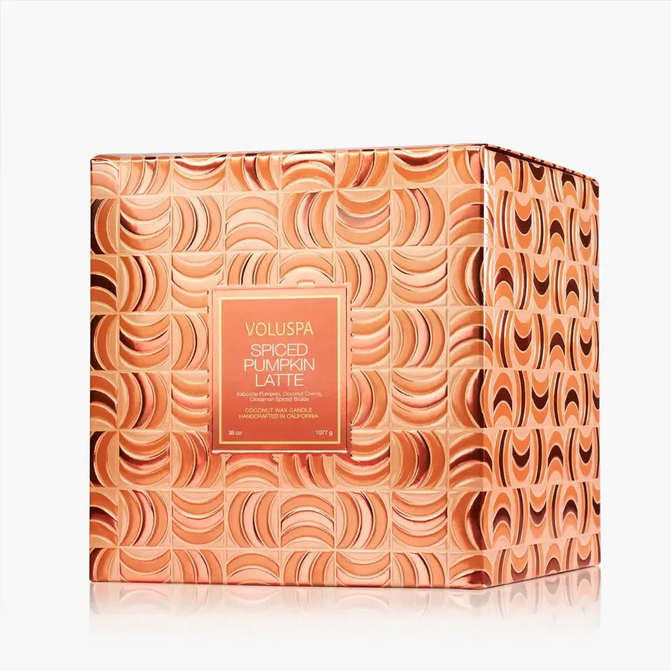 Vela Voluspa Vaso Pedestal 3 Pavios Spiced Pumpkin Latte 80 Horas