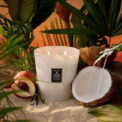 Vela Voluspa Vaso Pedestal 3 Pavios Tahitian Coconut Vanilla 80 Horas