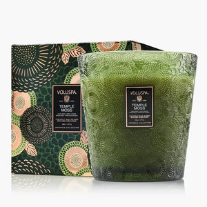 Vela Voluspa Vaso Pedestal 3 Pavios Temple Moss 80 Horas