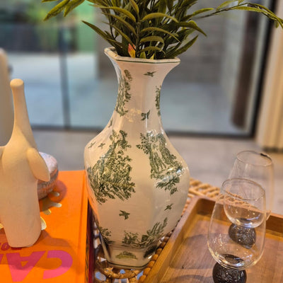 Vaso de Porcelana White and Green