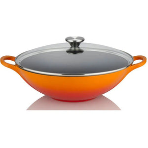 Wok Com Tampa de Vidro Signature Laranja 32cm Le Creuset