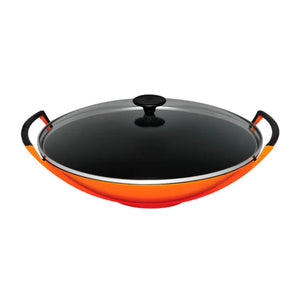 Wok Com Tampa de Vidro Tradition Laranja 36cm Le Creuset