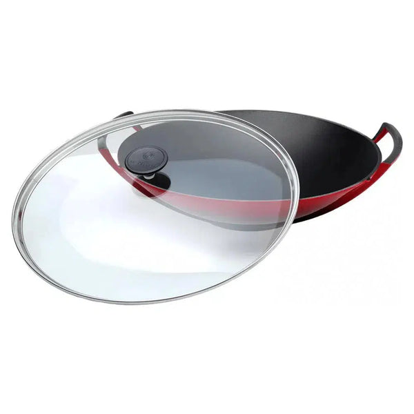 Wok Com Tampa de Vidro Tradition Vermelho 36cm Le Creuset