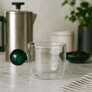 Xícara de Café Vidro com Alça Verde Linha Sintonia 120ml