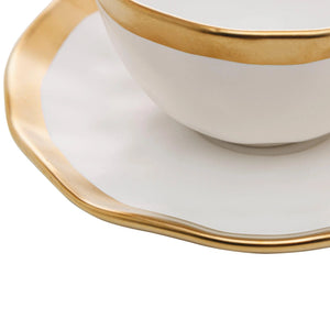 Xícara de Café com Pires Porcelana Dubai Branco/Dourado 90ml