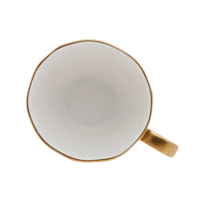 Xícara de Café com Pires Porcelana Dubai Branco/Dourado 90ml