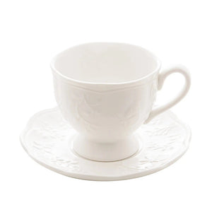 Xícara de Chá com Pires Porcelana New Bone Butterfly Flower 200ml