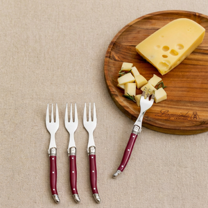 Kit com 6 Garfos para Sobremesa Luxo Bordeaux Laguiole La Maison