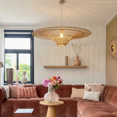 Luminária Artesanal Rattan Natural Liora 60x23cm Bahali