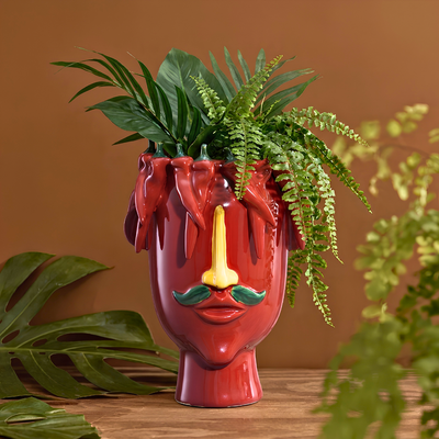 Vaso de Cerâmica Rosto Pepper Vermelho Frutti d’Arte