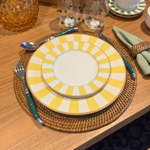 PRÉ-VENDA: Jogo 6 Pratos Sobremesa Cerâmica Stripe Amarelo 21cm Alleanza
