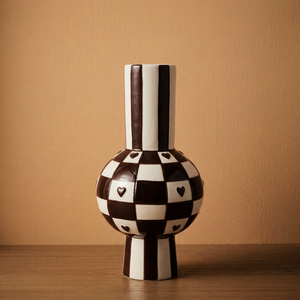 Vaso Cerâmica Checker Love 14x27,5cm