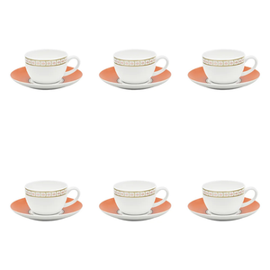 Conjunto com 6 Xícaras de Chá Porcelana Colline 250ml Strauss