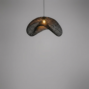 Luminária Artesanal Rattan Preto Nami 60cm Bahali