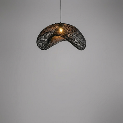 Luminária Artesanal Rattan Preto Nami 60cm Bahali