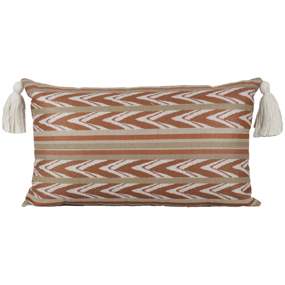 Almofada Linho 35X58 Ikat Terracota Tassel