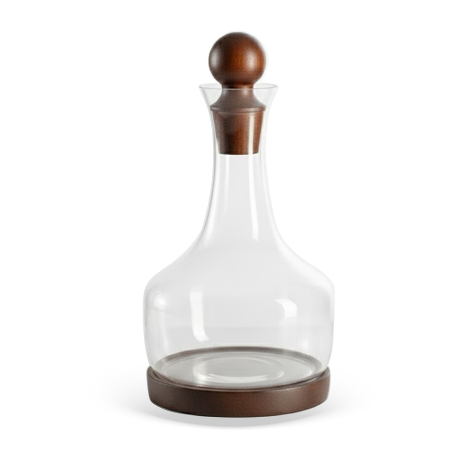 Garrafa Decorativa Vidro com Base e Tampa Madeira Natural 1,5L Linha Encontro