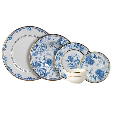 Aparelho de Jantar Cerâmica Chinese Blue Filete Ouro 30 peças Alleanza