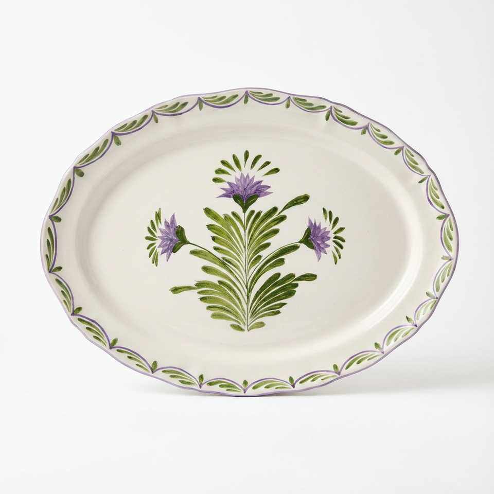 Travessa Provence Rasa Cerâmica Grande Flor de Alcachofra