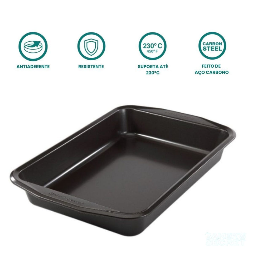 Assadeira Forma Retangular Antiaderente Aco Carbono 37cm