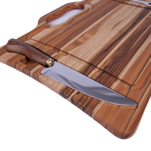 Kit Churrasco Tabua Faca e Garfo Artesanal Premium Carve & Co