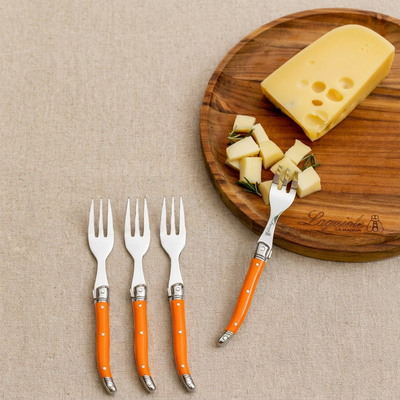 Kit com 6 Garfos para Sobremesa Luxo Laranja Laguiole La Maison