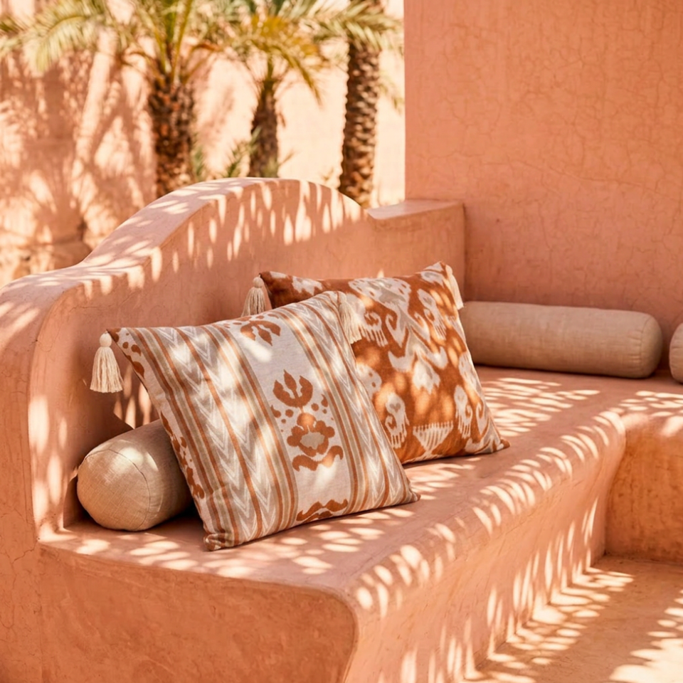 Almofada Linho 52X52 Ikat Off White Tassel