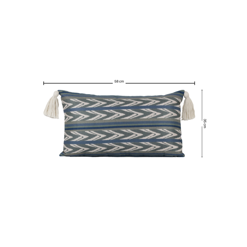 Almofada Linho 35X58 Ikat Verde Tassel