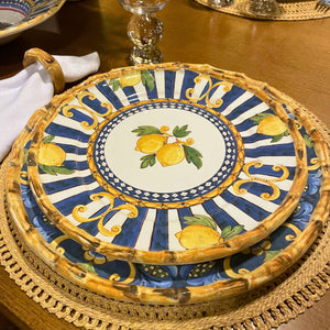 Jogo 4 Pratos Rasos Cerâmica Taormina Limão 27,5cm Maison Blanche
