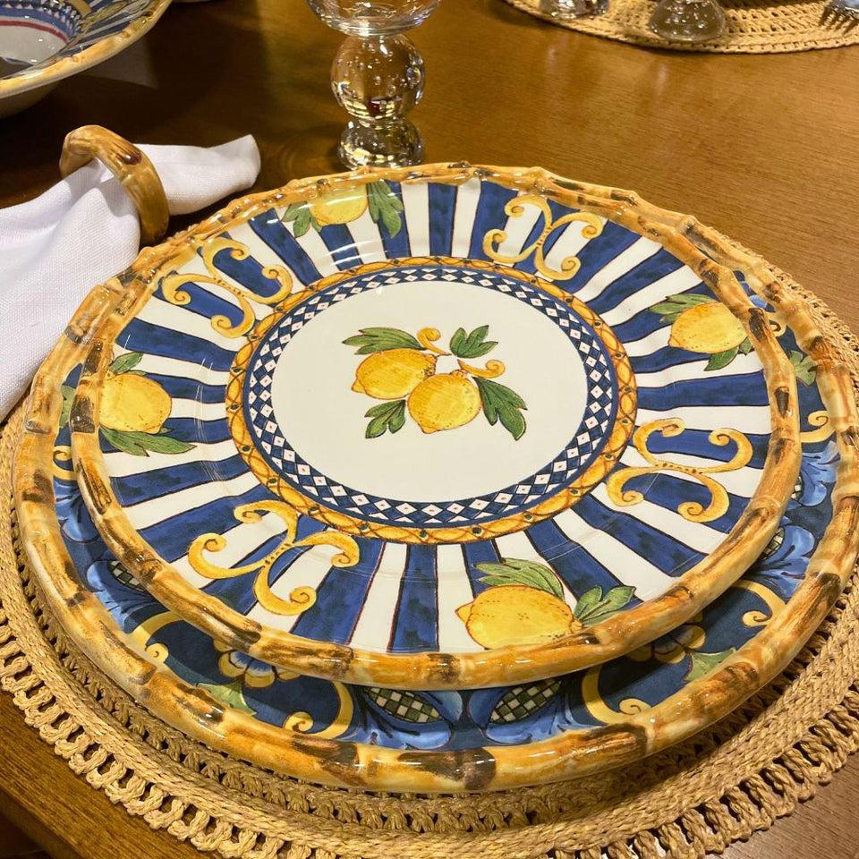 Jogo 4 Pratos Rasos Cerâmica Taormina Limão 27,5cm Maison Blanche