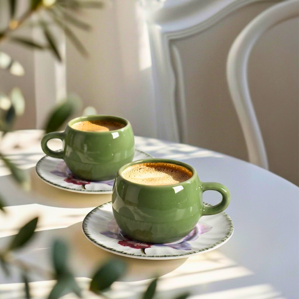 PRÉ-VENDA: Jogo 6 Xícaras de Café com Pires Cerâmica  Eden Scalla