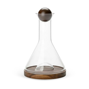 Garrafa Decorativa Vidro com Base e Tampa Madeira Natural 1,8L Linha Encontro