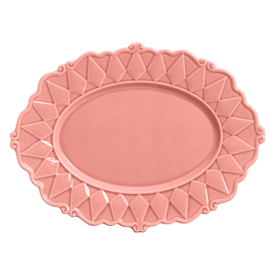 Travessa Grande Cerâmica Rosa Florença 4x36,6x51cm Scalla