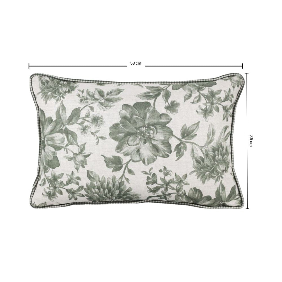 Almofada Linho 35X58 Estampa Dupla Face Xadrez Grande Verde Cordão