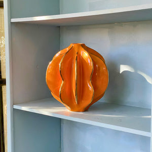 Vaso Vênus Laranja e Dourado