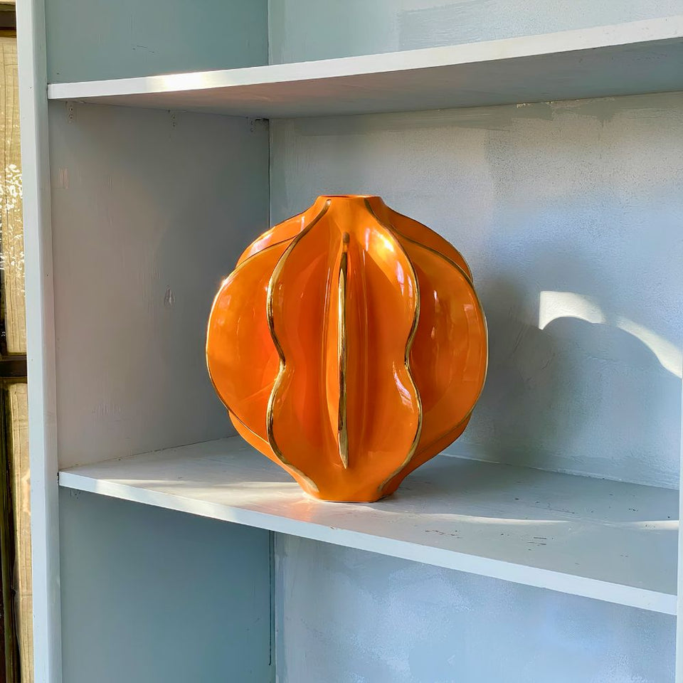 Vaso Vênus Laranja e Dourado