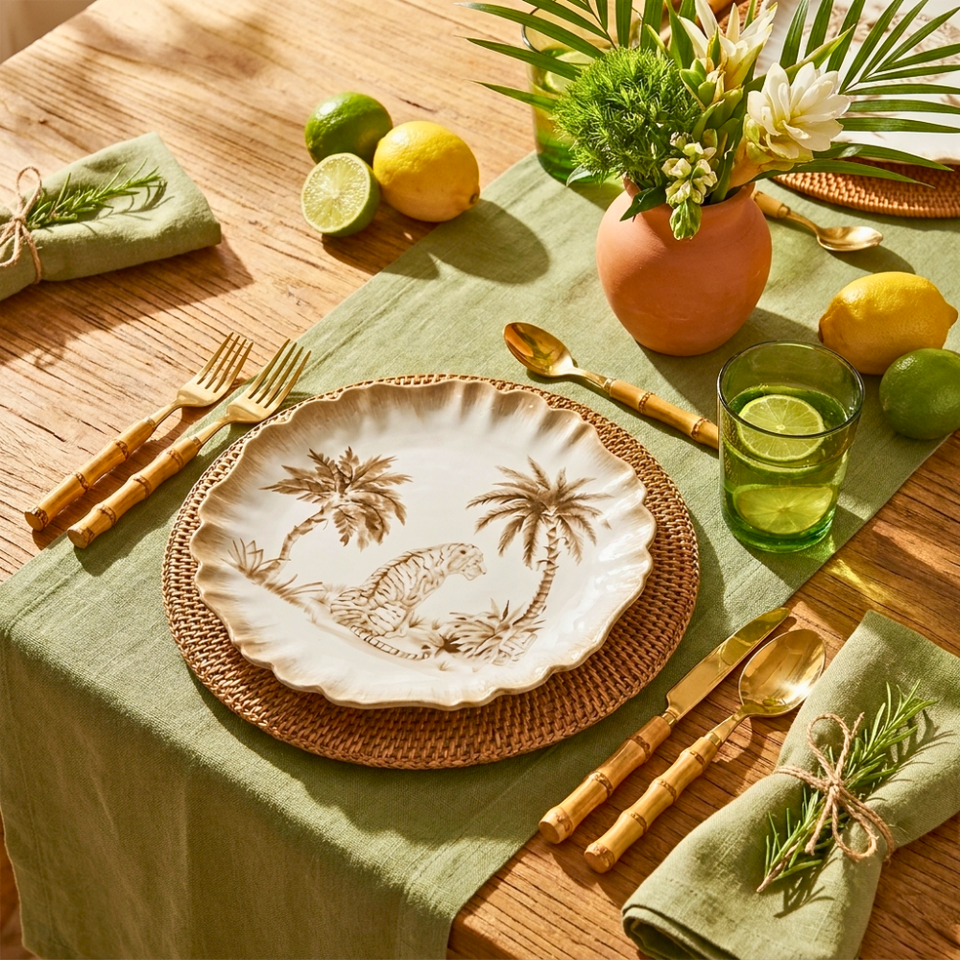 Jogo 6 Pratos de Sobremesa Cerâmica Savana 20cm Maison Blanche