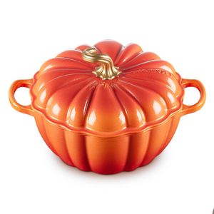 PRÉ-VENDA: Panela Abóbora Le Creuset Halloween Signature Flamme Dorée com Pegador Dourado 3,7L 24cm