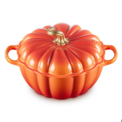 PRÉ-VENDA: Panela Abóbora Le Creuset Halloween Signature Flamme Dorée com Pegador Dourado 3,7L 24cm