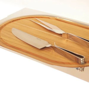 PRÉ-VENDA: Bandeja com Tábua e Par Thinchante Cassino Inox Riva