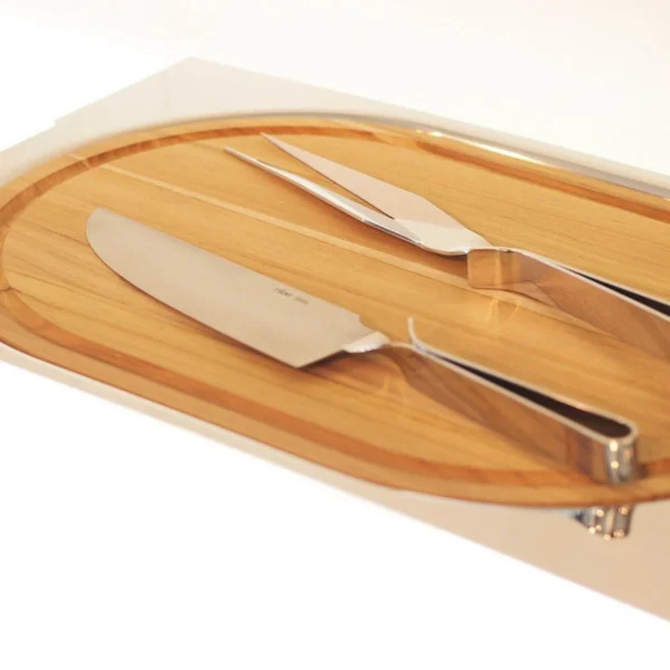 PRÉ-VENDA: Bandeja com Tábua e Par Thinchante Cassino Inox Riva