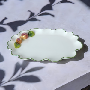 Bandeja Oval Porcelana Romã 30cm