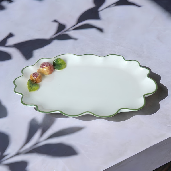 Bandeja Oval Porcelana Romã 30cm