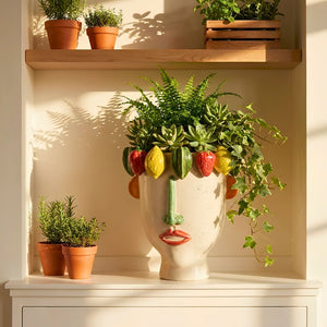 Vaso de Cerâmica Rosto Tropical Frutti d’Arte